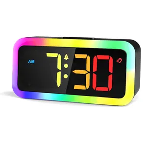 2024 new arrival smart digital desk&table clocks night light desktop alarm clock LED wake up desk decor colorful