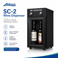 Distributeur de vin miniature en acier inoxydable SC-2 pour hôtel et bar |   Refroidisseur à vin double bouteille avec contrôle de température et robinet de distribution mobile