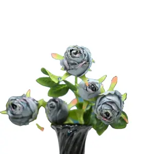 Düğün için yapay çiçekler gerçekçi çiçek siyah mavi