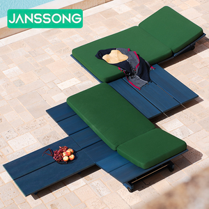 Cama de teca maciza tamaño King moderna para muebles de exterior, diseño contemporáneo para playa, piscina, hotel, parque exterior - Product Image 3