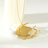 Collier et bracelet accessoires en acier inoxydable plaqué or 18 carats avec pendentif en forme de poisson au design unique et intéressant