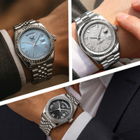 Montres à quartz pour hommes, vente en gros, luxe minimaliste, cadran bleu, étanches 5 bars, avec calendrier et semaine, Orologio Uomo