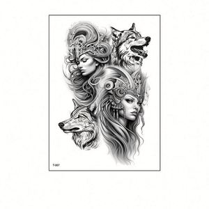 สติกเกอร์ลายสักติดตัวแบบใหม่ ดีไซน์เซ็กซี่ สติกเกอร์ลายสักแบบลอกติด สำหรับงานโปรโมท อุปกรณ์ตกแต่งศิลปะบนร่างกาย - Product Image 6