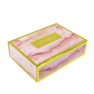 Luxury Gold Logo Printing Cosmetic Foldable Gift Paper Box Braeuy Packaging Makeup Sets Cosmetic Organizer Storage Packaging Box