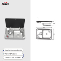 Table de cuisson à gaz à allumage électrique à un brûleur en acier inoxydable de haute qualité et unité combinée évier 600x400x160mm pour camping-car et caravane