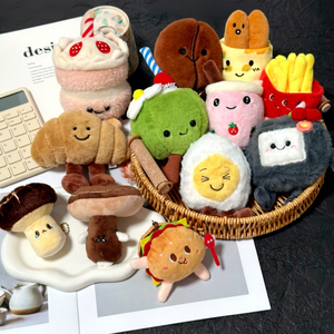 พวงกุญแจตุ๊กตาขนนุ่มรูปอาหาร เช่น เบอร์เกอร์ เฟรนช์ฟรายส์ ครัวซองต์ พร้อมวัสดุผ้าฝ้ายนุ่มพิเศษ - Product Image 1