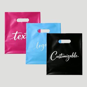 Bolsa de Plástico con Asa de LDPE/HDPE, Diseño de Logotipo Impreso Personalizado, Bolsa Troquelada para Compras, para Empacar Ropa/Calzado - Product Image 1