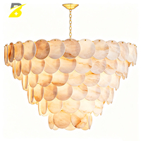Lustre rond à étages en albâtre et laiton, style Wabi Sabi, luxe discret, pour villa, salon, hôtel, chambre privée