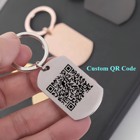 Porte-clés en métal vierge professionnel personnalisé, ovale, gravé au laser, avec texte, pendentif, en acier inoxydable, pour chiens, avec code QR