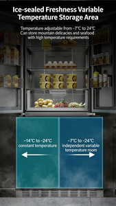 Réfrigérateur <span class=keywords><strong>encastrable</strong></span> à panneau, congélateur bas, No Frost, acier inoxydable, dissipation thermique par le bas, quatre portes à battants - Product Image 5