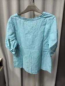 Camicetta da <span class=keywords><strong>donna</strong></span> con scollo a V e maniche a sbuffo, in tessuto testurizzato azzurro, top casual estivo alla moda con polsini arricciati - Product Image 6