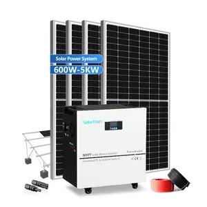 Solarthon Photovoltaic Kit 600w 1.2Kw 2.2Kw 3.5Kw 5Kw Battery Pack Solar Energy Hybrid Complete System For Residential