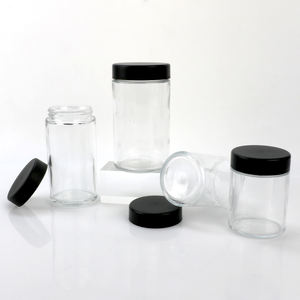 Nuevo Modelo de Frasco Transparente de Boca Ancha y Lados Rectos, Botella de Almacenamiento de 10 oz, 18 oz, 300 ml, 560 ml, Frasco de Vidrio con Tapa Negra - Product Image 1