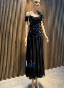 Vestido de Fiesta Elegante para Mujer, con Lentejuelas y Plumas, Estilo Asimétrico, Corte Ajustado, Transpirable y Cómodo, Estilo Urbano - Product Image 2