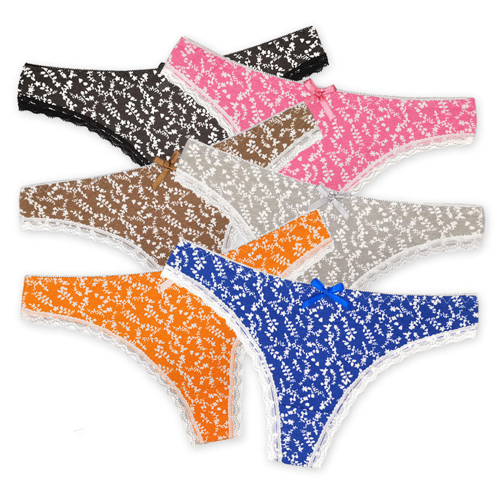 Cotton Women Panties Sexy Floral Lace Trim Briefs Breathable Soft Comfort Underwear for Girls One Dozen Wholesale Lingerie