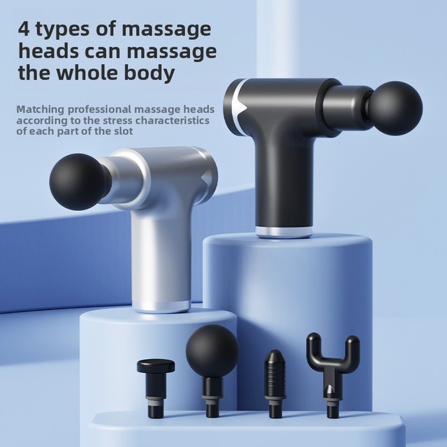 Professional Grade KH-830 6 Speeds 4 Heads Shockwave Massage Gun Deep Tissue Massager for Travel Portable Relaxation Use