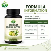 Cápsulas de Suplemento Dietético Herbal de Garcinia Cambogia, 60 Unidades, 6 en 1, Marca Privada OEM ODM, Empaque Personalizado, Suministro al por Mayor B2B