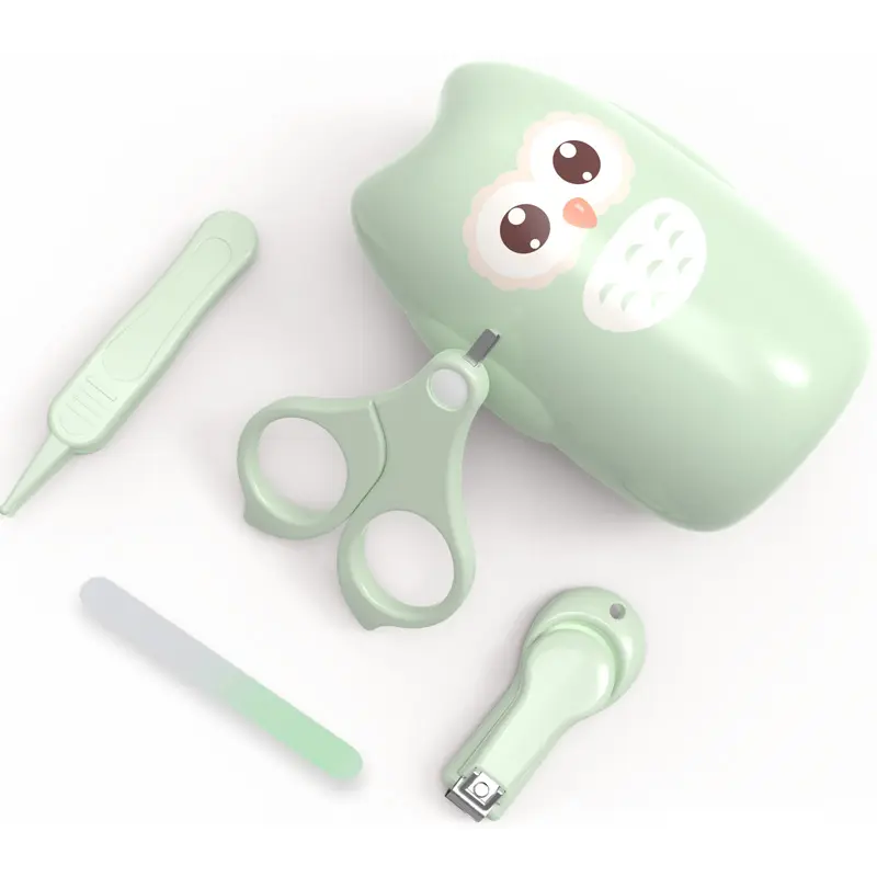 4-in-1 Baby Nail Care Set with Cute Owl Pattern Case Include Nail Scissors Nail File and Tweezers for Baby Toddler Kids