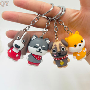 QY Dessin Animé Silicone Chien Porte-clés En Caoutchouc Souple PVC Chien Porte-clés Bouledogue Husky Labrador Sac Charme - Product Image 1