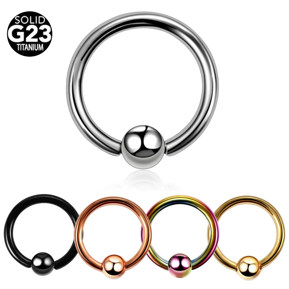 10Pcs G23 Titanium Colorful Ball Captive Bead Rings Nose Septum Hoops Ear Tragus Lip Rings Piercing Daith Earrings 16G 1.2mm