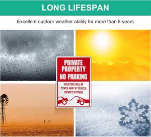 لافتة ممنوع وقوف السيارات للأراضي الخاصة وفقًا للمعايير الأمريكية - تحذير من السحب في حالة التجاوز، لافتة مرورية عاكسة - Product Image 4