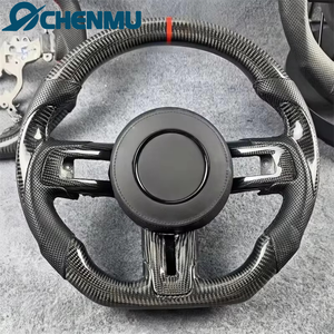 Accessoires de volant sport en fibre de carbone à fond plat personnalisés pour Ford Mustang 2015 2016 2017 2018 2019 2020 <span class=keywords><strong>2021</strong></span> 2022 GT - Product Image 1