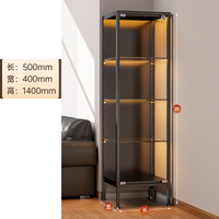 Vitrine moderne en verre transparent sur pied avec éclairage pour figurines et modèles de jouets, pour le rangement - Utilisation domestique dans le salon
