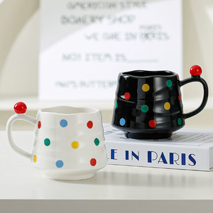 Quality Choice Ceramic Coffee <b>Mug</b> Colorful Polka Dot Design Food Safe Dishwasher Safe Reusable Student Couple <b>Cute</b> Business - Product Image 2