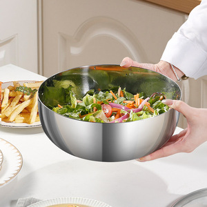 Bassin de cuisine en acier inoxydable 201 304, poli, pour battre les œufs, pétrir, cuisiner des légumes, jetable - Product Image 2