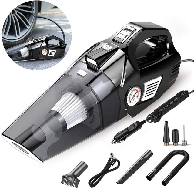4 in 1 Mechanical Watch with Cigarette Lighter Car Vacuum Cleaner, DC12V High Power 5500PA Handheld Car Vacuum W/LE
