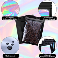 Sac à fermeture éclair hologramme à impression personnalisée pochette d'emballage de sachet holographique refermable anti-odeur mini sac à zip-lock avec fenêtre transparente