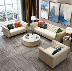 Sofás de Cuero Blanco <span class=keywords><strong>Italiano</strong></span> de Último Diseño de Foshan, Muebles de Lujo, Chaise Longue, Juego de Sofás de Cuero Modernos para Sala de Estar - Product Image 3