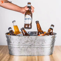 Manufacture Oem & Odm Personnalisez le Seau à Glace Vintage en Métal de Refroidisseur de Boisson avec Poignée en Forme de Bambou