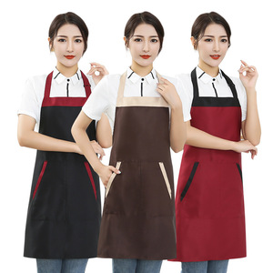 Adjustable <b>Work</b> <b>Apron</b> With Halter Neck Waterproof Oil Proof Polyester Restaurant Bar Uniforms - Product Image 1