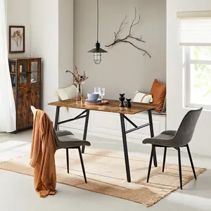 法国风格的餐桌仿古设计厨房吧台长方形木顶金属腿餐桌
