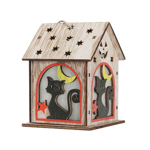 เครื่องประดับบ้านไม้สำหรับวันฮาโลวีน ลายแมวแม่มดหัวกะโหลก ของตกแต่งภายในบ้าน 20180105 - Product Image 3