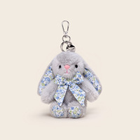 Porte-clés en peluche lapin Wendi authentique avec nœud papillon, poupée de compagnie apaisante de style européen