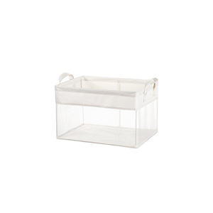 FaSoLa Storage <b>Basket</b> Rectangle White Large Foldable With Handle Clothing Organizer <b>Wardrobe</b> Use - Product Image 1