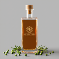 Bouteille rectangulaire super-flint de 150 ml avec logo couleur personnalisé et boîte d'emballage, échantillon de spiritueux, liqueur, whisky, vente en gros, directement de l'usine