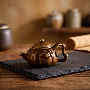 Théière traditionnelle chinoise en métal avec couvercle et poignée, pot à eau miniature décoratif - Product Image 4