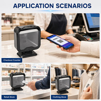 Escáner de Código de Barras de Escritorio YUANAIDC 1D 2D, Lector de Códigos QR con Cable USB, Escáner Omnidireccional de Manos Libres para Punto de Venta de Supermercado