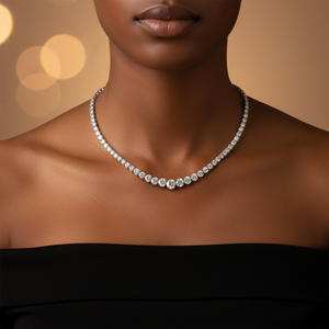 Lab Diamond Necklace 14K <span class=keywords><strong>White</strong></span> <span class=keywords><strong>Gold</strong></span> Noivado Cadeia De Casamento Colar Para As Mulheres Bridal Moissanite Jóias Presente - Product Image 4