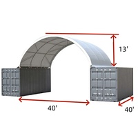 Abri de stockage robuste en acier pour conteneurs maritimes, 40'x40'x13', avec dôme et auvent