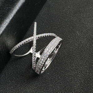 Wholesale Price Wedding Band <strong>Ring</strong> for Women <strong>X</strong> Crisscross 925 Sterling Silver Zircon Moissanite Iced Out Pinky <strong>Ring</strong> Fine Jewelry - Product Image 4