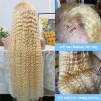 Pelucas frontales de onda profunda de color 613, pelucas frontales de encaje HD 13x6, pelucas rizadas de 30 y 40 pulgadas, pelucas de cabello humano rubio miel con encaje frontal 13x4