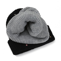 Bonnet tricoté chaud d'hiver de luxe en gros, style streetwear camouflage, orné de perles de cristal et de strass colorés, personnalisable avec logo, pour la plage
