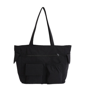 Borsa Tote in Nylon Multi-tasca con Due Cerniere, Borsa <span class=keywords><strong>a</strong></span> Spalla Casual da Donna, Leggera e Resistente per Scuola, <span class=keywords><strong>Lavoro</strong></span>, Shopping - Product Image 5