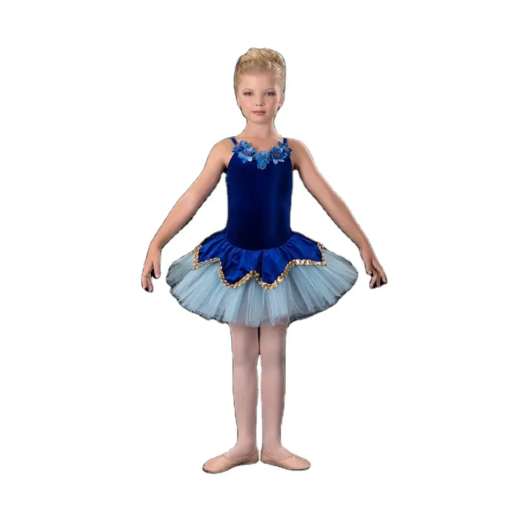 New arrival petal royal blue velvet ballet tutu dress dance costume
