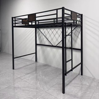Lit mezzanine robuste avec structure métallique et poste de travail, lit mezzanine moderne et gain de place pour adultes et enfants, meubles de chambre à coucher pour dortoir