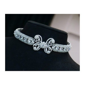 สร้อยคอช็อคเกอร์ LAVINA สไตล์วินเทจหรูหรา ทำจากเงินแท้ ประดับด้วยเพชรคิวบิกเซอร์โคเนีย ชุบโรเดียม สำหรับทั้งชายและหญิง ขนาด 36 ซม. เหมาะสำหรับงานปาร์ตี้และงานแต่งงาน - Product Image 1